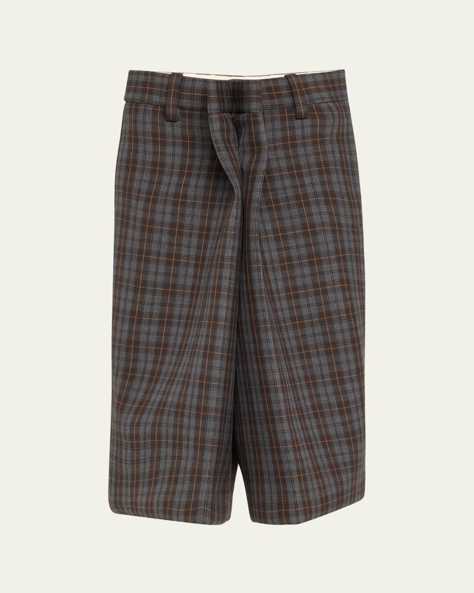 Plaid Sideways Long Shorts